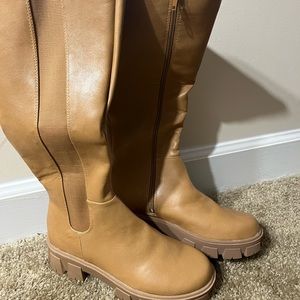 Tan knee high boots